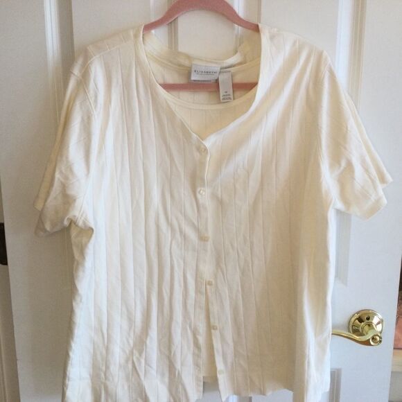 NWOT. Elisabeth Liz Claiborne 2 Pc Cream Top 3X - Picture 1 of 10